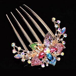 Rhinestone Flower Hairpin Comb Wedding Anniversary Party Banquet